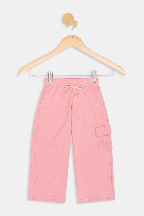 Calça Wide Cargo Infantil Caedu Rosa Médio Anaruga