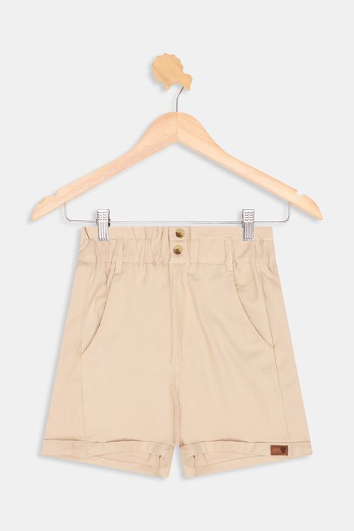 Shorts Infantil Caedu Sarja Bege Claro