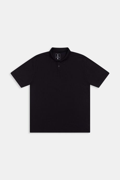 Polo masc m/c super com petilho preto preto
