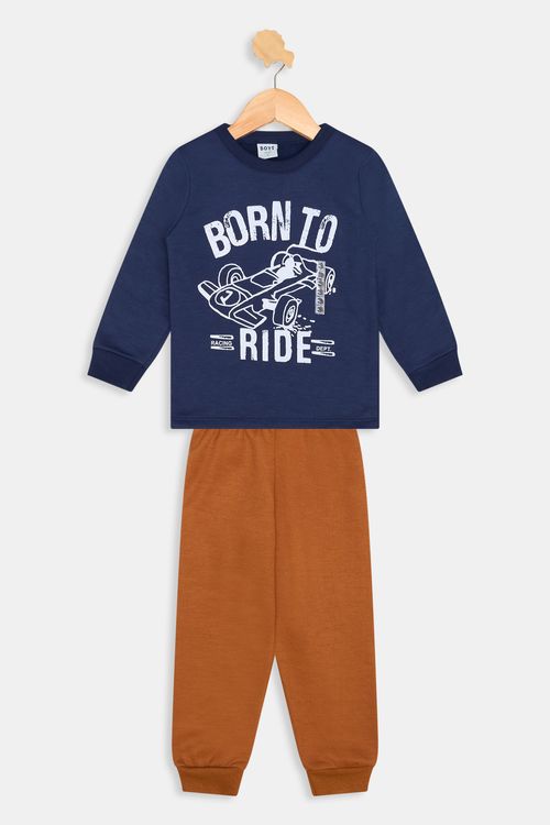 Conjunto Moletom Infantil Born To Ride Azul Marinho Caedu