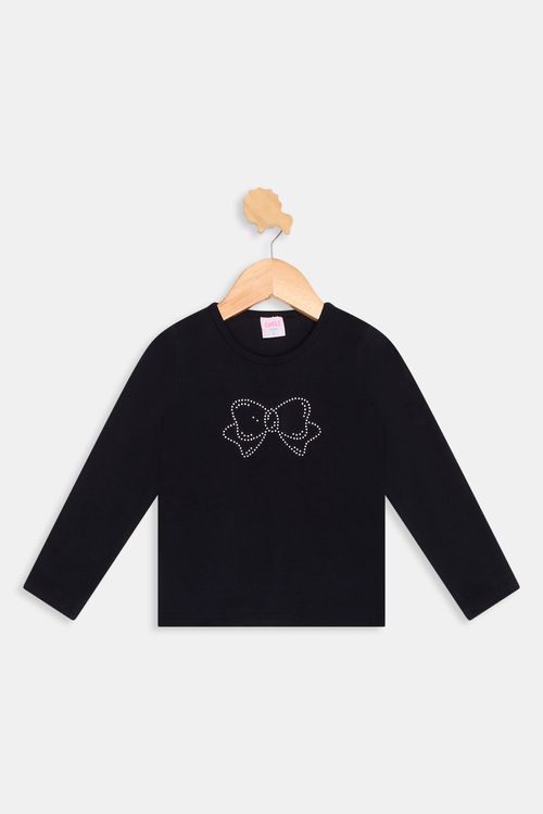 Blusa inf4/8nas m/l strass preta preto