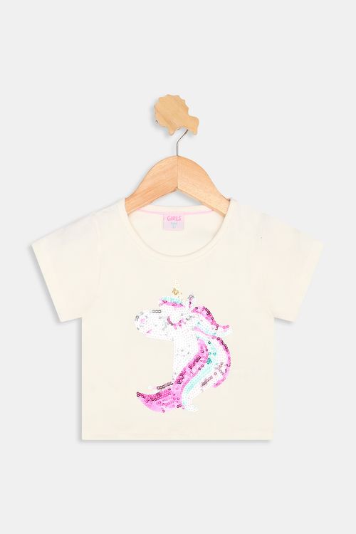 Blusa inf1/3nas off white unicornio paet off white