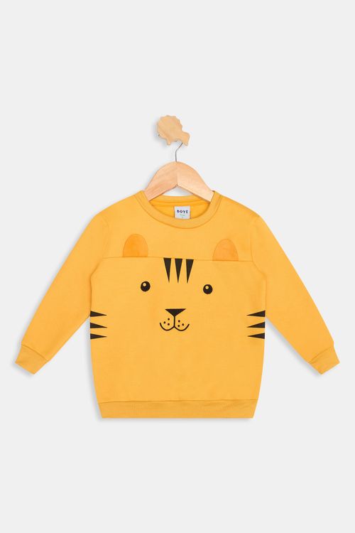 Moletom Infantil Amarelo Mostarda Tigre Orelhinhas