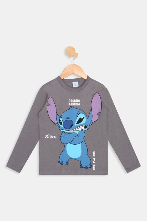 Camiseta ml inf4/10nos cdinfo164 stitch cinza escuro