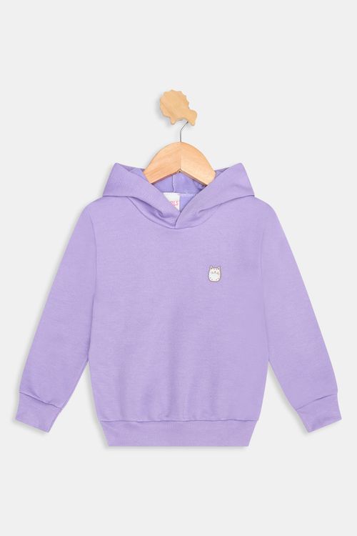 Moletom Infantil Menina Lilás Gatinho Holográfico