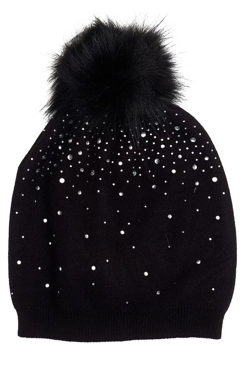 Aces fem aio017 gorro pto stras pom preto