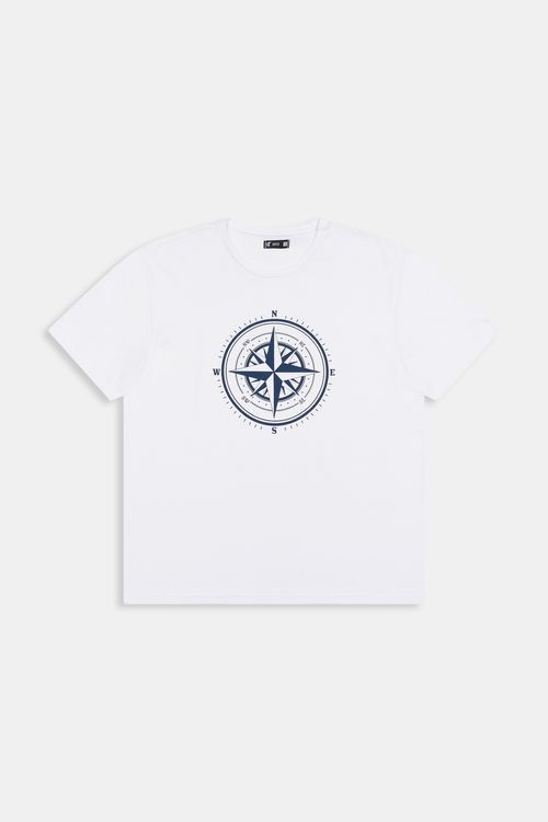 Camiseta Masculina Caedu Off-White Estampa Bússola Algodão
