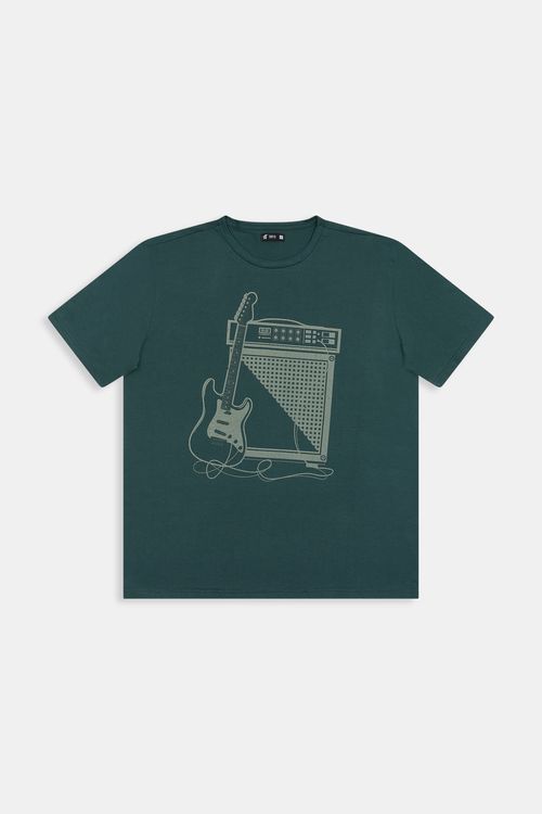 Camiseta masc m/c plus silk verde verde escuro
