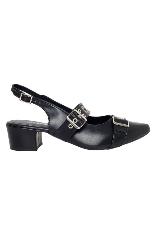 Scarpin Caedu Fivela Preto Borracha - Conforto e Estilo