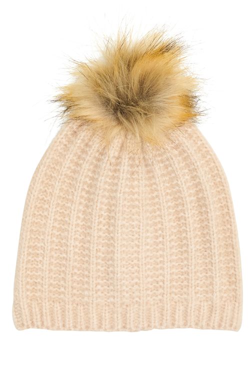 Aces fem aio012a gorro pompom tricobg bege claro