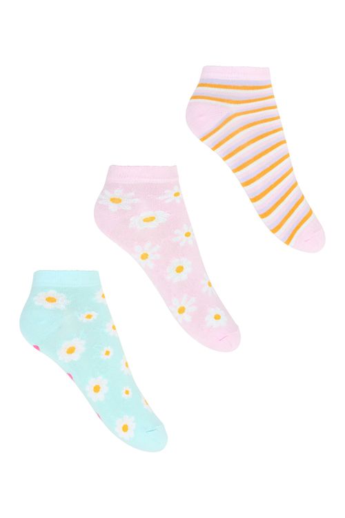 Kit meia fem s - margarida color - 34-38 estampado