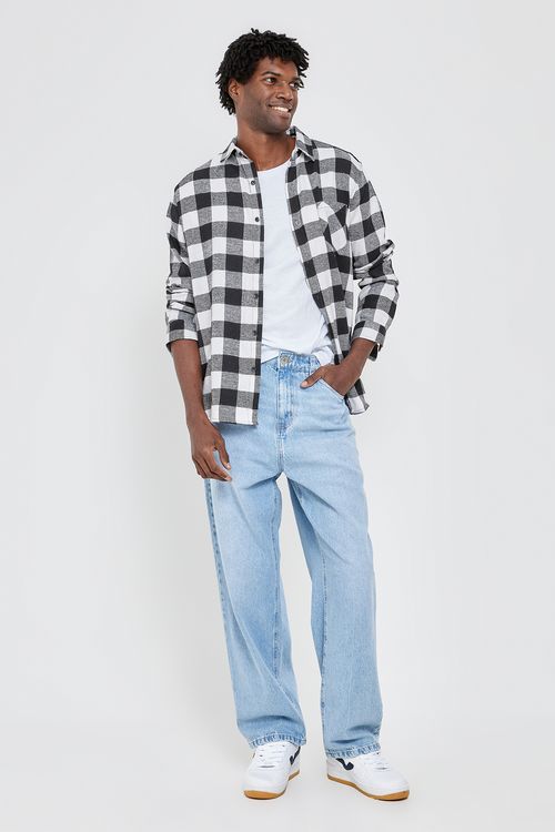 Calça Jeans Masculina Reta Caedu Azul Claro 100% Algodão