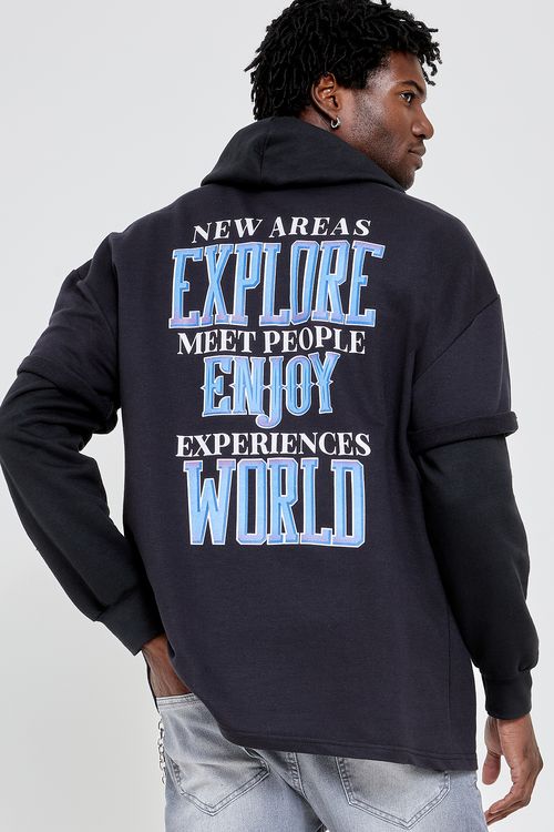 Camiseta Masculina Caedu Oversized Moletinho Silk Preta