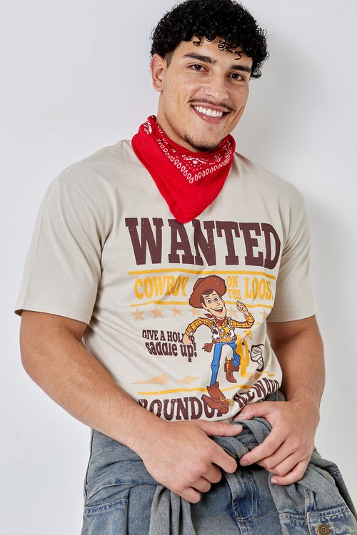 Camiseta masc lic toy story bege bege medio