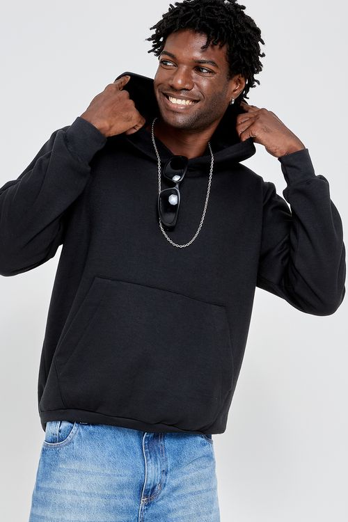 Blusa moletom street capuz pto preto
