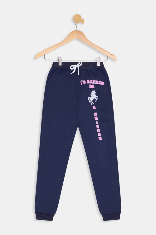 Calça Jogger Infantil Unicórnio Caedu Moletom Marinho