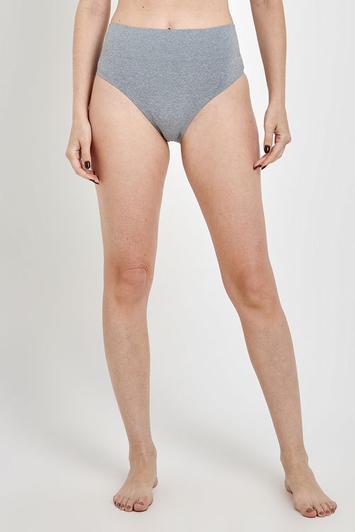 Calcinha Alta Seamless Feminina Cinza Claro Mescla