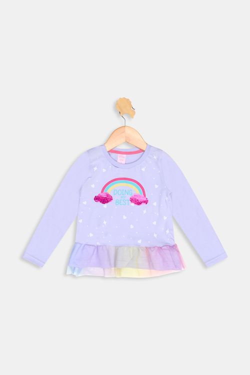 Blusa inf1/3nas lils unicornio tule lilas