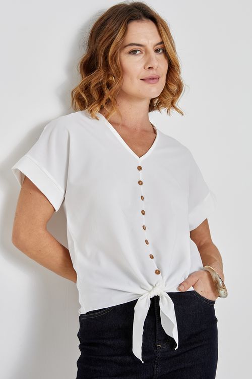 Blusa fem cas 2501 m/c botoes off white off white