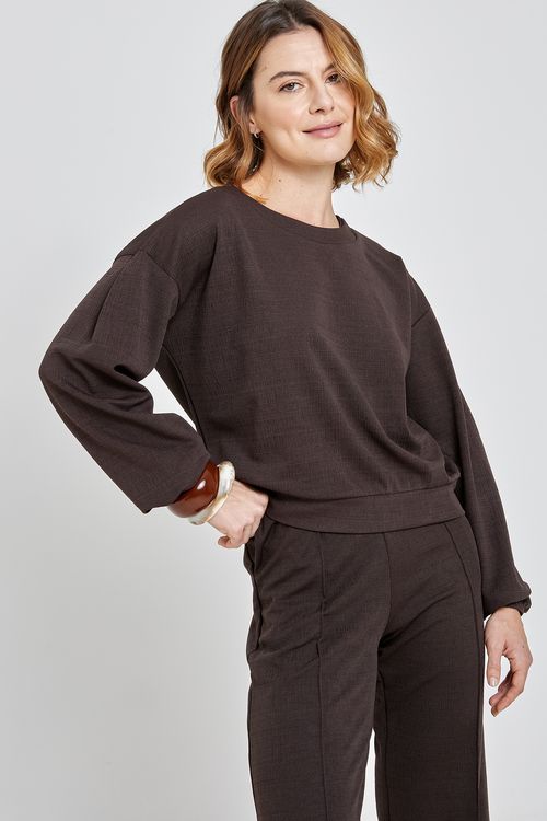 Blusa fem cas 4609 cava deslocada marrom marrom escuro