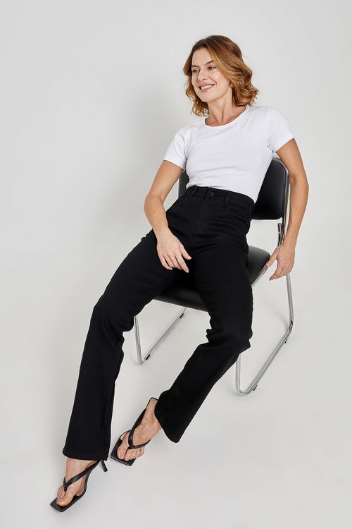 Calca fem mesa6 502323 reta five pock sr jeans preto