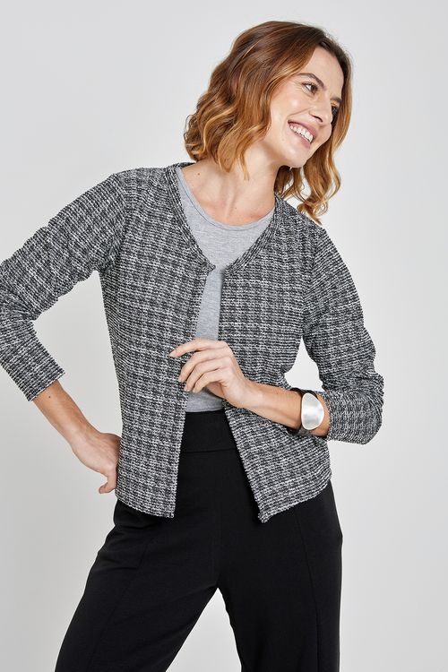 Capinha fem city 37605 m/l malha tweed estampado