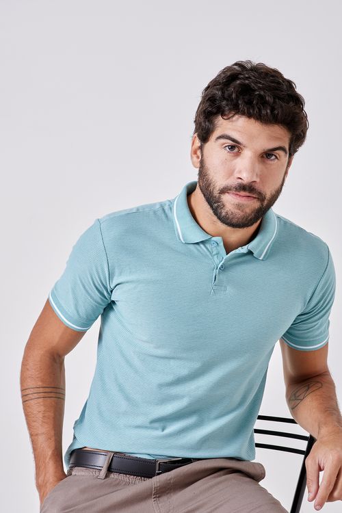 POLO MASC PROMO MALHA DOT AVESSO VERDE - VERDE