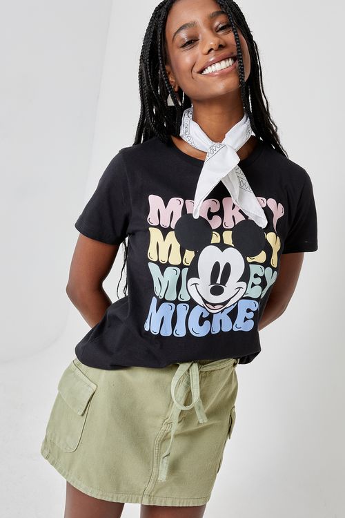 Top fem lic mesa lettering mickey frt134 preto