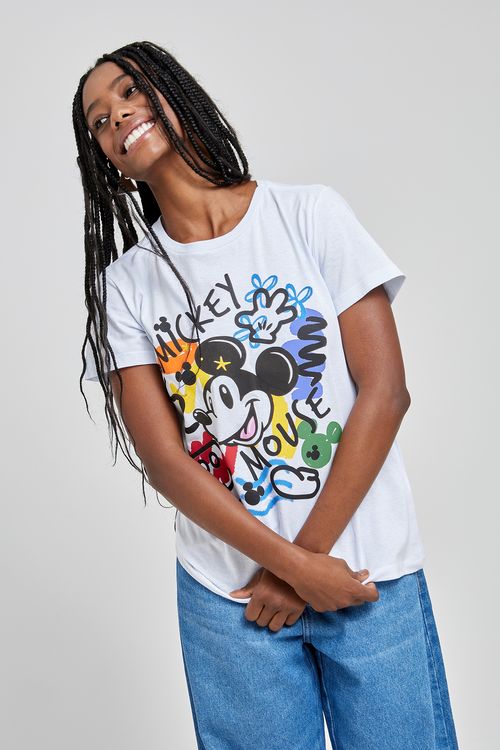 Blusa fem promo lic mickey giz color bco branco
