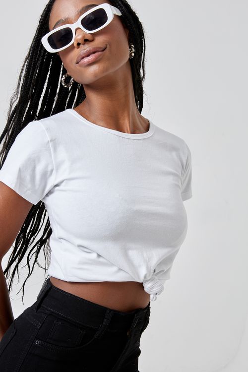 Blusa fem promo m/c basico branco branco