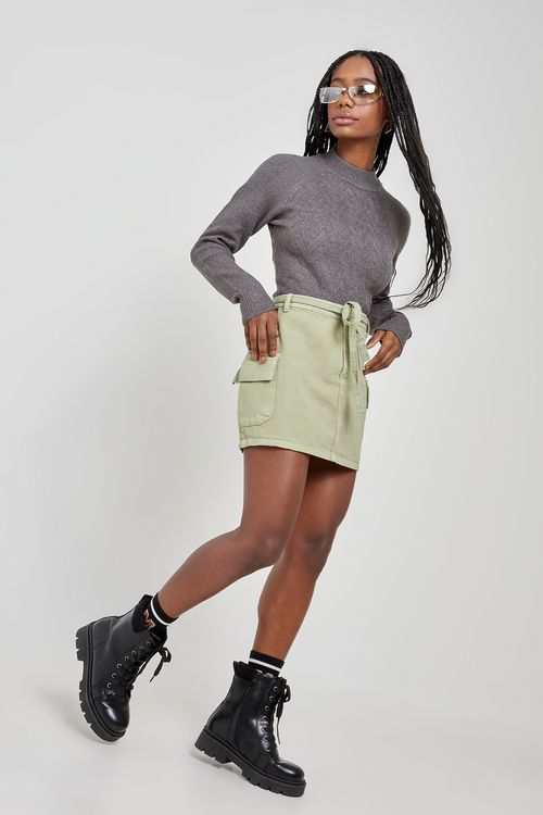 Shorts-saia fem rom fru011 cargo srj ver verde medio