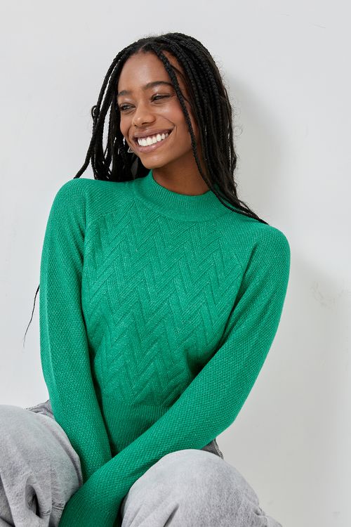 Fem rom frl066d top ml tricot raglan ver verde medio
