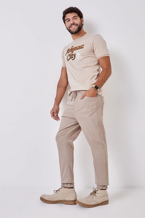 Calca masc 95654 jogger bege bege escuro