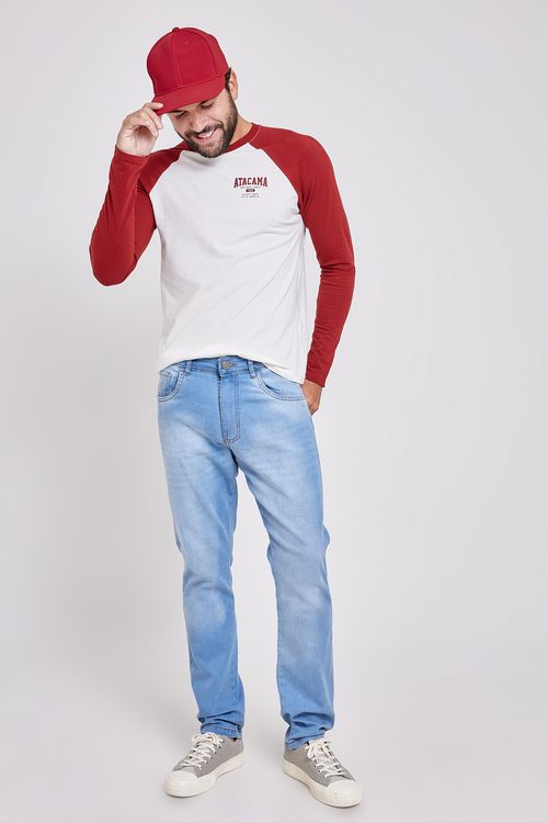 Calca masc jns 220057 slim clara jeans azul claro