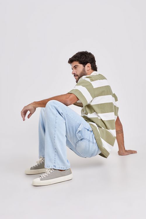 Calca masc jv 95629 baggy jns claro jeans azul claro
