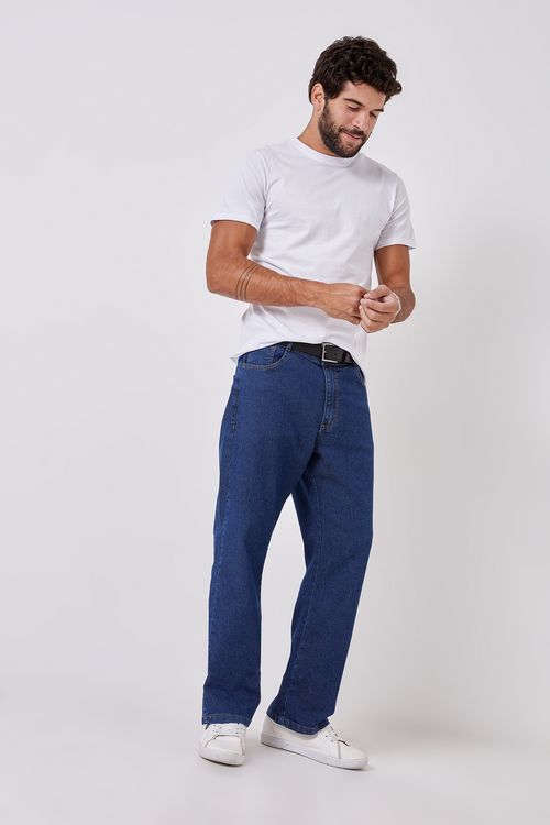 Calca masc mesa2 reta jns medio jeans medio