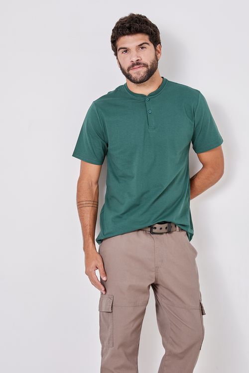 Camiseta m/c masc botoes verde verde medio