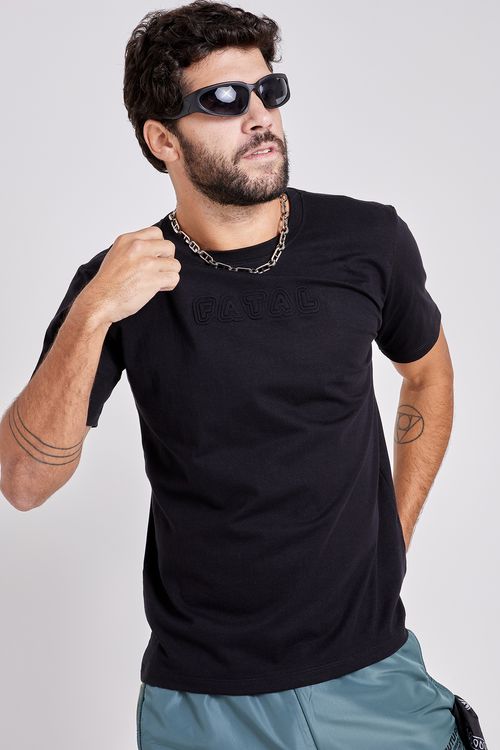 Camiseta m/c masc fatal silk 3 preto preto