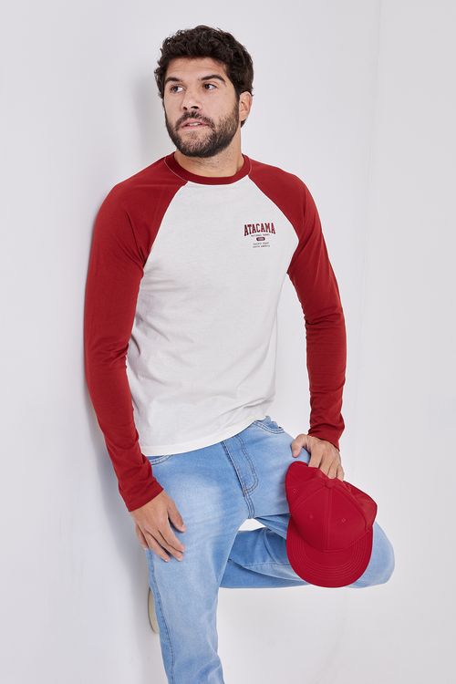 Camiseta masc m/l street raglan off/vinh vinho