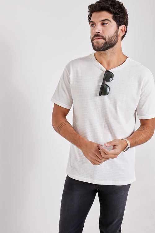 Camiseta masc regular maquinetada off off white