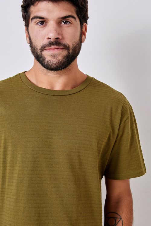 Camiseta Masculina Caedu Maquinetada Verde Médio Algodão