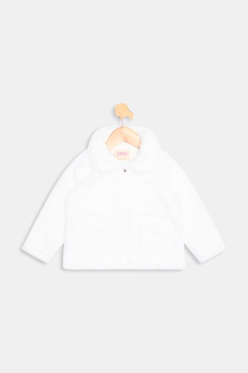 Jaqueta Infantil Caedu Fur Off White para Meninas