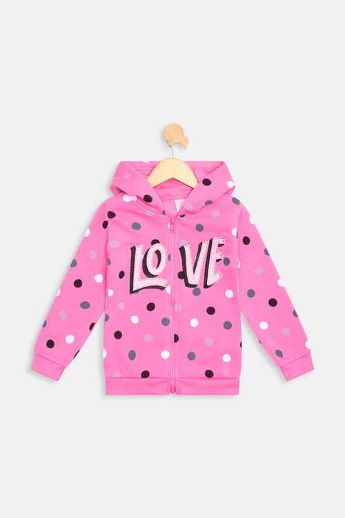 Moletom Aberto Infantil Caedu Rosa Escuro Estampa LOVE