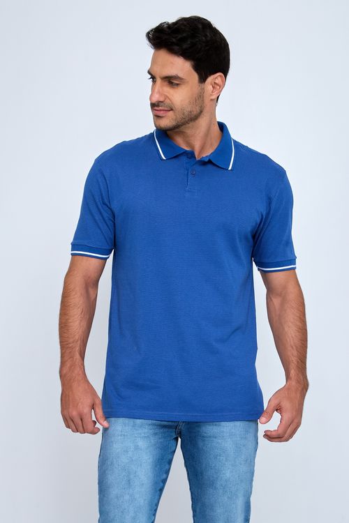 Polo masc promo 1274561 malha dot azul azul
