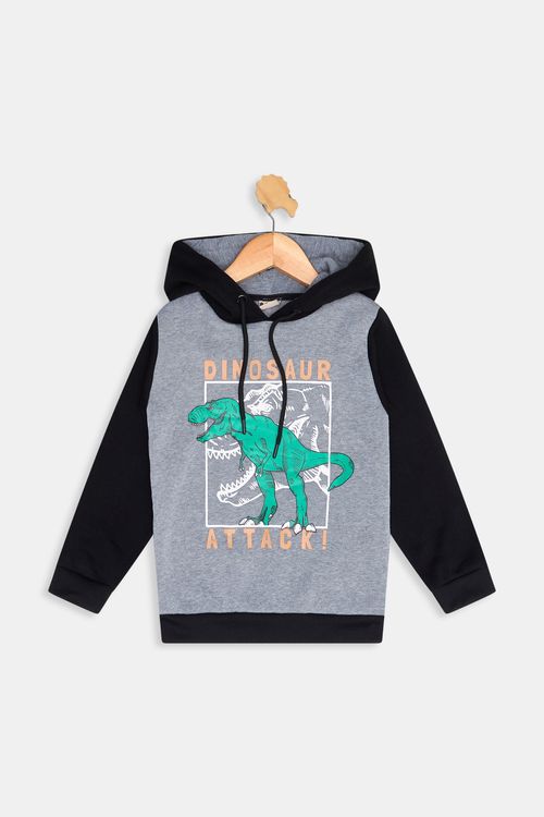 Inf 4/8nas itm048 blusa mol capuz dino cinza escuro mescla