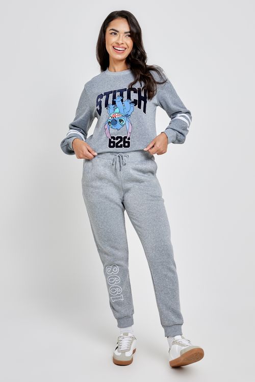 Calça Moletom Feminina Mescla Cinza Claro