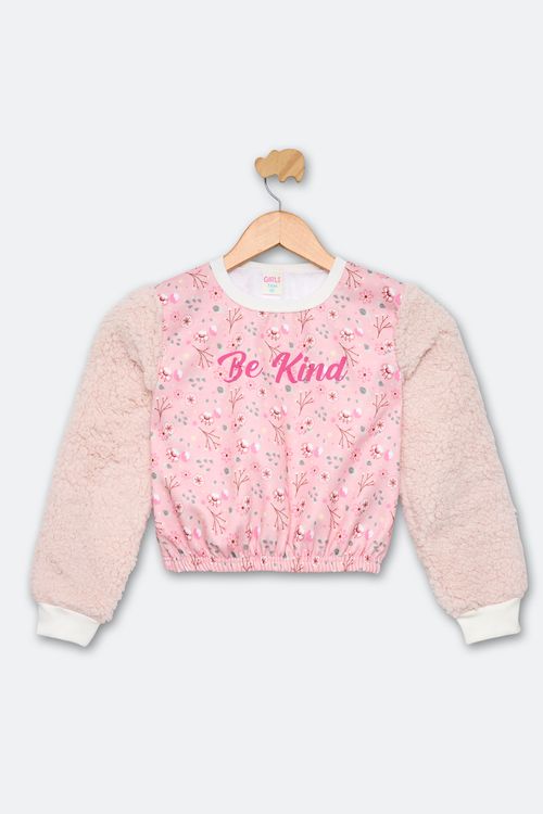Blusão Infantil Caedu Rosa Positive Flower Be Kind