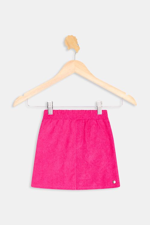 Saia Infantil Caedu Cotelê Rosa Fúcsia 10-16 Anos