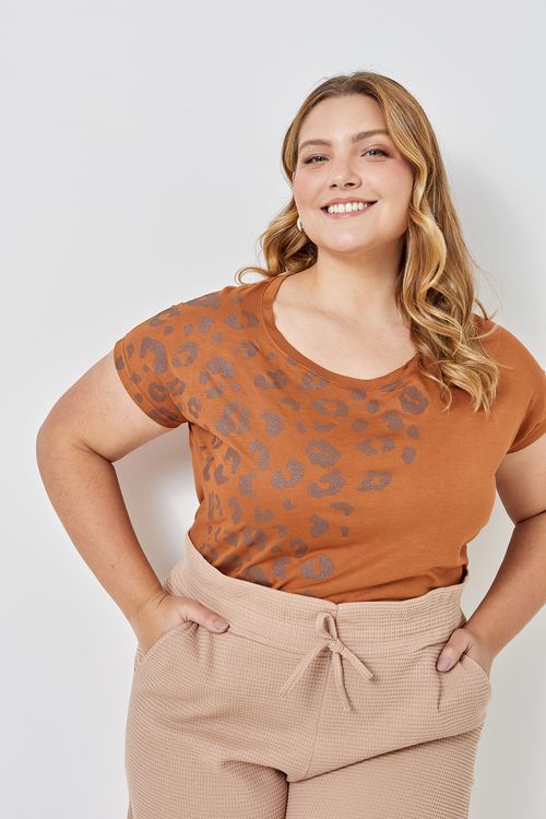 Blusa fem fpm prom m/c visco est loc mar marrom medio
