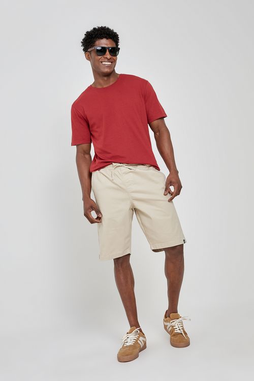 Bermuda Masculina Caedu Cós Elástico Areia Conforto